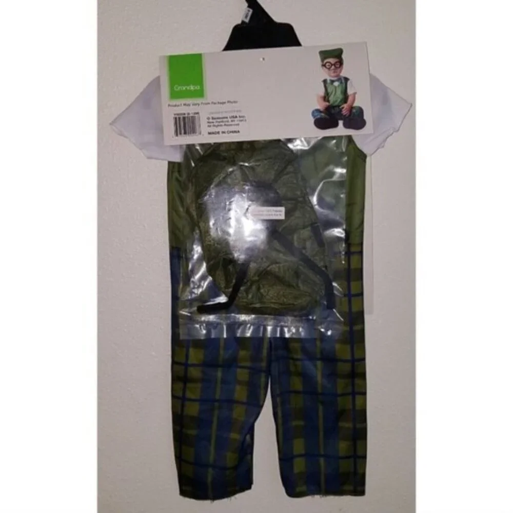 NEW Grandpa Halloween Costume Baby Boy 6-12 Months Jumpsuit Hat With Glasses